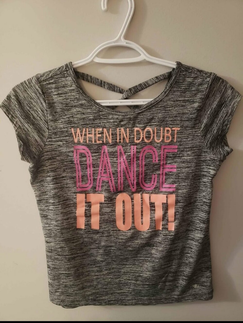 Athletic Works Gray Tee with Pink and Peach Dance Graphic